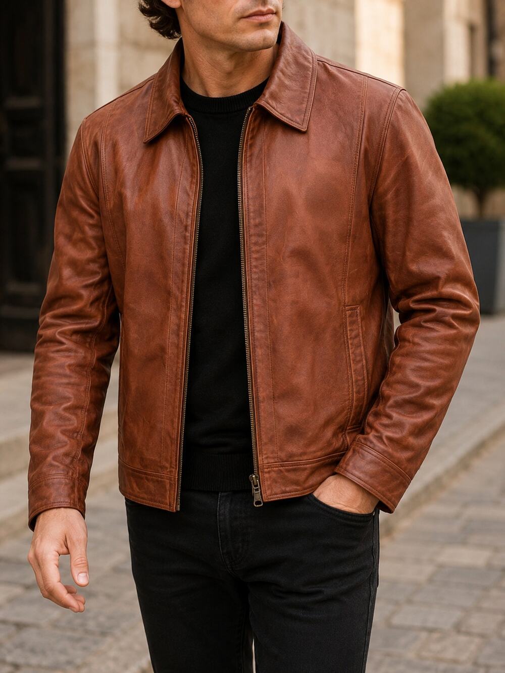 Decrum Jose Real Leather Jacket Cognac Wax Men’s XXL  NEW with Tags